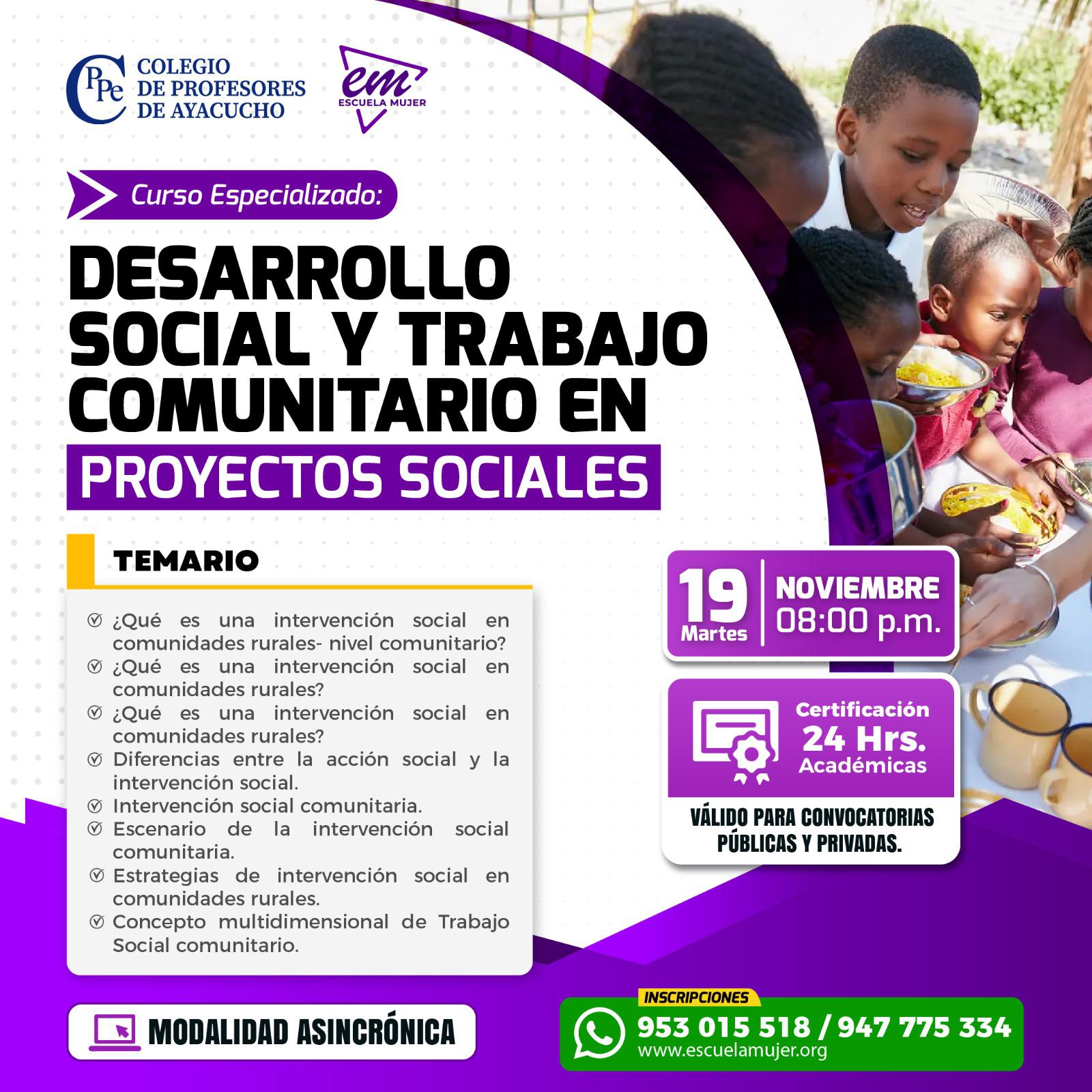 Escuela mujer - Curso Especializado: DESARROLLO SOCIAL Y TRABAJO ...