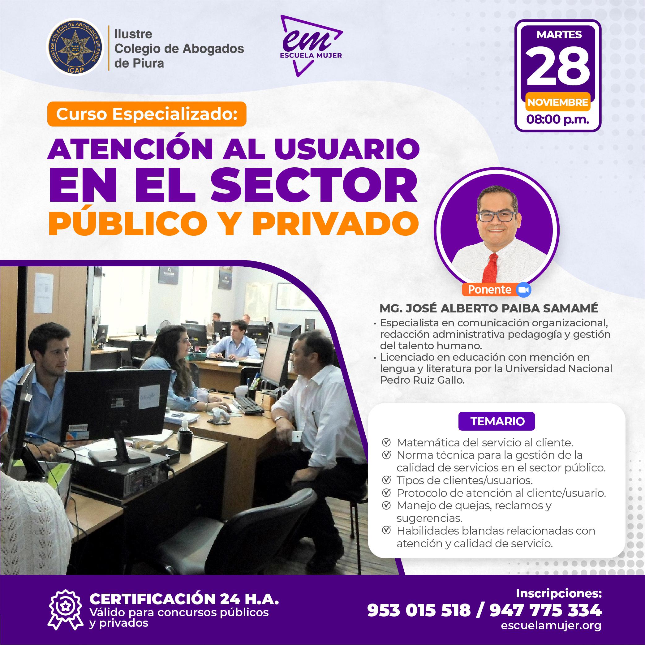 Escuela mujer - Curso especializado: ATENCIÓN AL USUARIO EN EL SECTOR ...