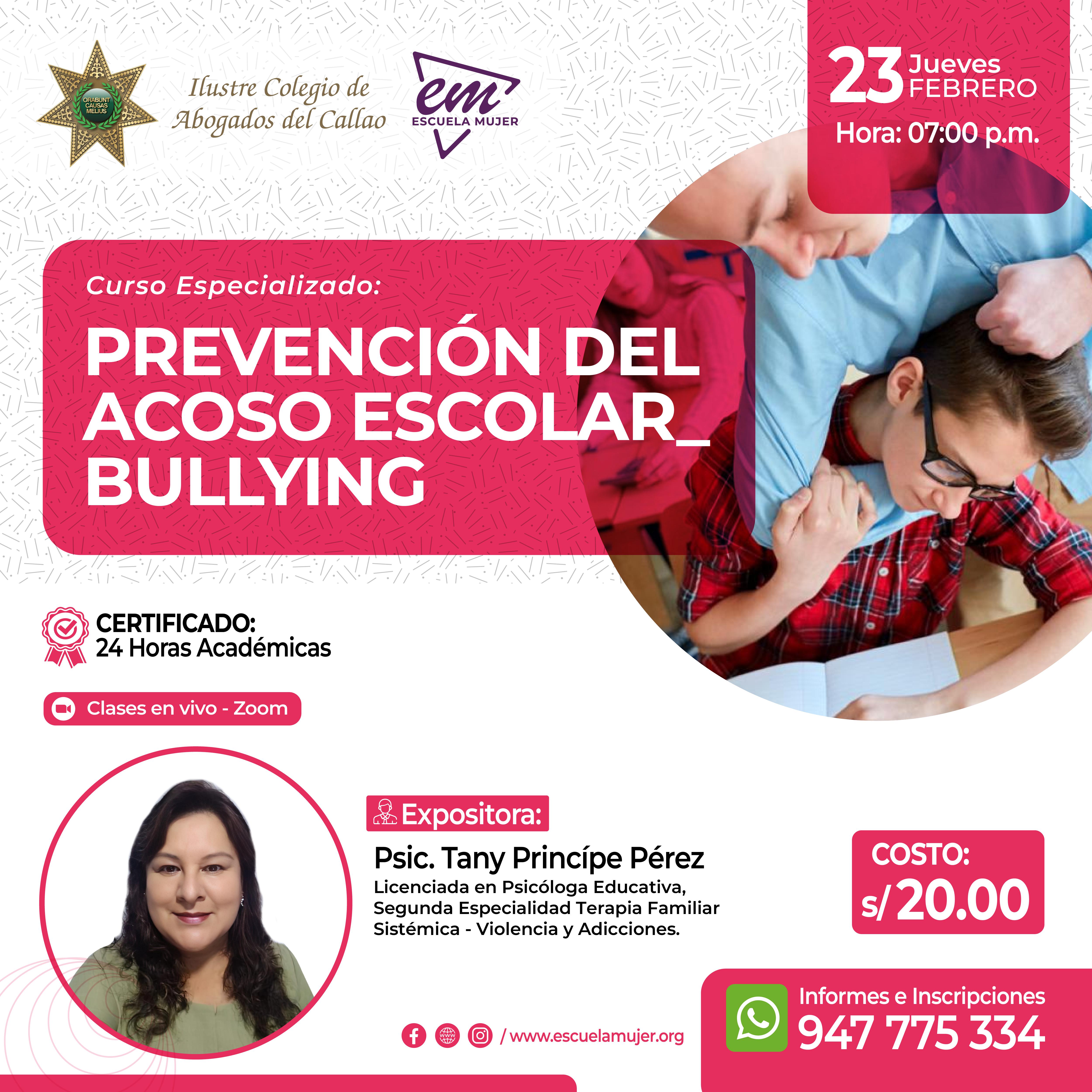 Escuela mujer - Curso Especializado: PREVENCIÓN DEL ACOSO ESCOLAR-BULLYING